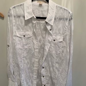 Michael Kors western print button down white shirt.